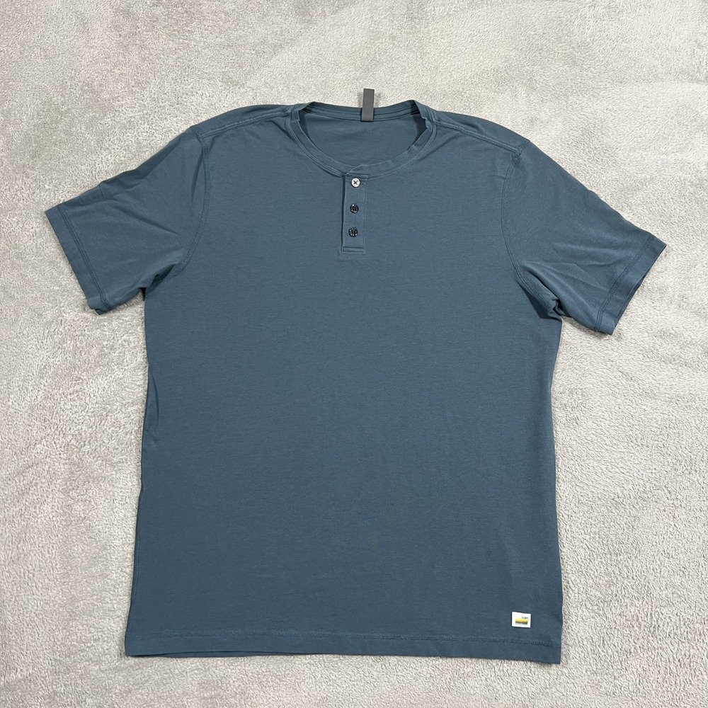 Vuori Ever Henley Tee Shirt Mens Medium Short Sleeve Blue V165